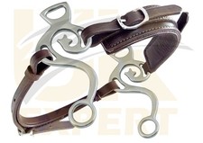 UK Expert polnische barocke gebisslose Trense Leder Stern Hackamores schwarz & braun