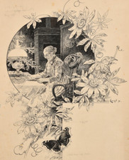 Lesende Dame, Zeichnung von