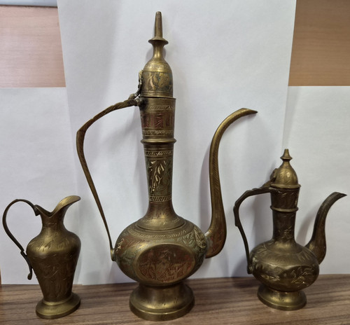 Set vintage messing dallah - vintage,