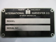 Oldtimer Schild Typenschild s98 IHC International Harvester Traktor MC Cormick