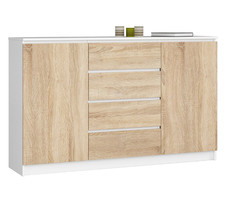 BDW - Kommode, 4 Schubladen 2 Türen, Wohnzimmer, Schlafzimmer, K160, 160x40x99cm