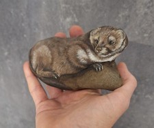 bemalter Stein/ handbemalt/ Steinmarder, Skulptur, Dekoration, Geschenk