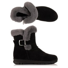 VITAFORM Damen-Stiefel Veloursleder Lammfellfutter Gr. 40, Weite H