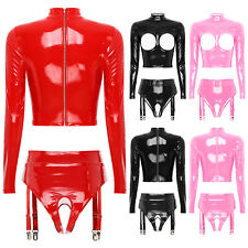 Damen Lack Leder Wetlook Crop