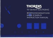 Bedienungsanleitung-Operating Instructions für Thorens TD 126 MK3 