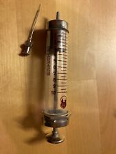 Spritze 10ml, V2A, Edelstahl, Henke, inkl. Nadel, retro, bayonettverschluss