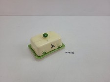 Butterdose Glocke Steinzeug Bienendekor gelb grün Vintage Landhaus #2510328