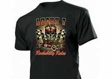 Shirt Lucky 7 Hotrod Rockabilly Rules Skull Gambling Kustom Car Flathead Hot Rod