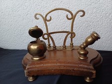 Alte Italienische Schreibtischgarnitur Holz Und Messing Vintage Gebraucht