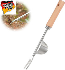 Manueller Unkrautstecher Edelstahl 30cm Holzgriff V-Design Garten Jäten Graben S