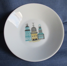 Friesland Konfektteller 12cm Türme türkis/gelb 5-12, 5-18 Melitta Porzellan