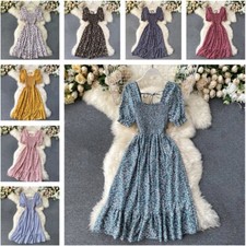 Damen Tee Kleid Blumenmuster