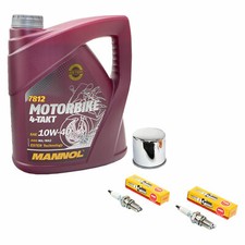 Wartungspaket Öl 4L chrom für Suzuki VS 1400 Intruder 87-03 Ölfilter + Zündkerze