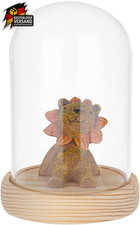 Glaskuppel mit Holzsockel für