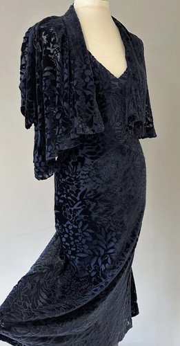 East navy seide samt devore - samt,