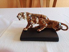Tigerpaar Keramos Wien, Top Zustand, 1. Wahl, 25 cm lg,  10 cm h, um 1920-30,