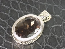 Vintage Moderner Charm Damen Anhänger David Sigal 925er Silber Rauchtopas Design