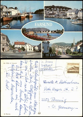 Postcard farsund havnegaten - postcard, farsund-havnegaten
