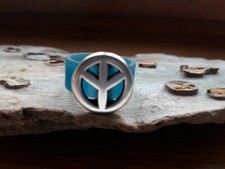 NEU: Hobbyauflösung * Ring Peace Silikonband * Türkis Silber * UNIKAT GESCHENK 