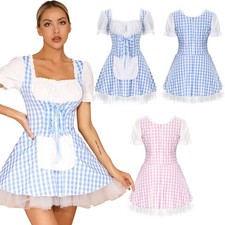 DE Damen Minikeids Dienstmädchen Kostüm French Maid Cosplay Uniform Mottoparty 