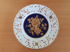Alt Mitterteich Porzellan Durchbruchteller Ø 17 cm Rosen Weiß Blau Gold NEU!
