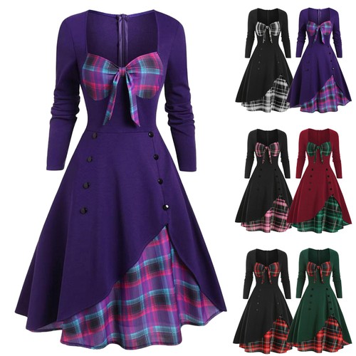 Damen karo kleid vintage - damen, karo-kleid