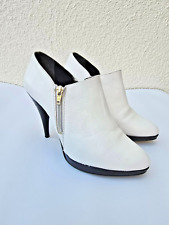 High Heels Damen Leder Stiletto Stiefeletten Gr. 41 Weiß