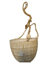 BUTLERS Hängetopf Keramik weiß gestreift bauchig Ø12cm H9cm Modern