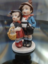 Porzellan Figur Junge Mädchen Paar mit Korb Vintage Japan Kinderfigur Deko