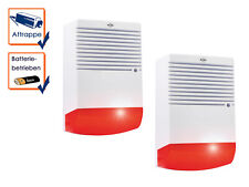 2 Stk Dummy Sirene mit blinkender LED Batteriebetrieb Alarmanlagen Attrappe Haus