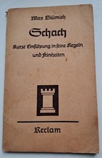 Max Blümich Schach Kurze Einführung in seine Regeln und Feinheiten antiquarisch