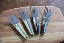 4 Dessertbestecke (8 Teile) Amboss Austria Edelstahl / Horn 4244 Carl Auböck