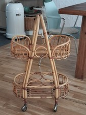 Servierwagen Teewagen Beistelltisch 50er 60er Jahre Bambus Rattan Midcentury  