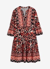 Neu Tunikakleid Gr. 36/38 Schwarz Rot Damenkleid Freizeit-Kleid