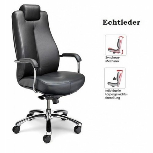 Bürostuhl echt leder schwarz - echt,