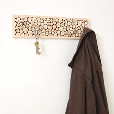 Woodman Wandgarderobe Natur Hakenleiste mit 5 Haken Flurgarderobe Massivholz 