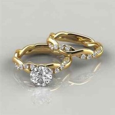 Ringe Verlobung Weißen Zirkonia stein 14 karaT VERGOLDET  Große 5