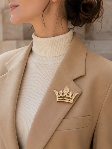 Krone brosche gold - krone, strass