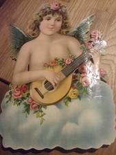 antike Oblate Glanzbild Engel