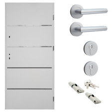 Ausstellungstür #PX01 Nebeneingangstür Alu-Stahl Tür ATU56 DIN Rechts 96x218cm