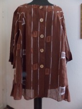 Bluse 3/4 Arm von Alexo braun / beige mit Knöpfe / Rüschen Gr. 50