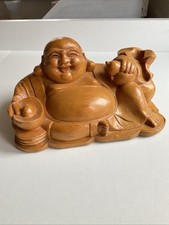 buddha holz Glücklich Lachend