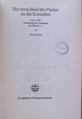 Der erste brief des paulus - des, an