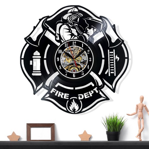 Feuerwehr vinyl wanduhr - vinyl,