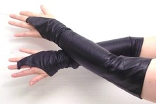 Schwarze oberarmlange Leder