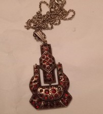 Granat Anhänger 800 Silber Antik Art Deco