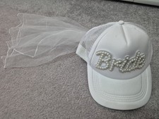 Cappy  Mütze Deko Braut mit Schleier Witzig Hochzeit Junggesellinnenabschied NEu