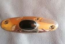 Brosche 925er Sterlingsilber mit Onyx