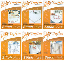 90 x 90 cm Mitteldecke zum sticken Stickdecke Stickpackung mit Material Hohlsaum