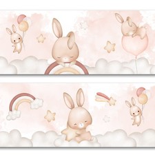 Bordüre Hase Ballons 15cm x 200cm Selbstklebend Kinderzimmer Wandtattoo Y033